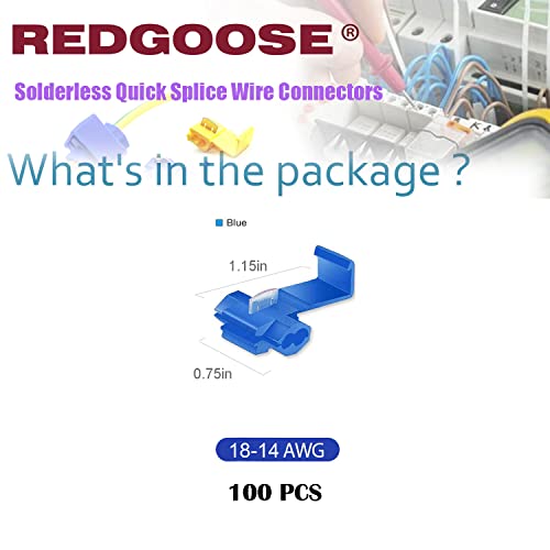 100PCS Solderless Quick Splice Wire Connectors, 18-14 AWG Lock Snap Electrical Wire Connector(Blue) - style: 18-14 AWG Blue 100