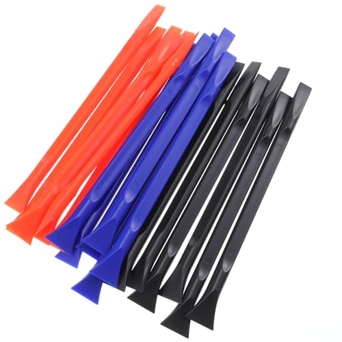 18 Pcs Non-Scratch Plastic Scraper, Cleaning Tool Crevice Cleaning Tool Multi-Purpose Label Scraper Remover Tools for Paint, Stickers Label, Oil Stains, Tight Spaces, Crevices (Black, Blue, Orange)