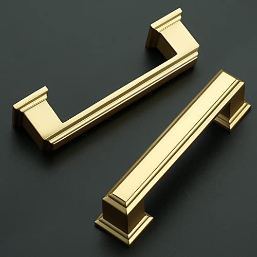 Amerdeco 10 Pack Brushed Gold Cabinet Pulls 3 Inch Hole Center Drawer Pulls Cabinet Hardware Solid Kitchen Cabinet Handles for Bathroom Drawer Pulls Dresser Pulls ZH0001 | Cabient Hardware Kitchen Cabinet Handles for Bathroom Drawer Pulls Dresser Pulls ZH