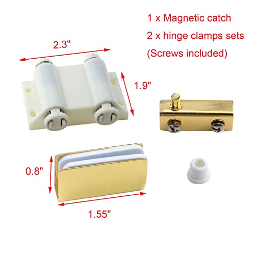 Glass Door Pivot Hinge Glass Door Magnetic Catch with Clamp Set - color: Gold