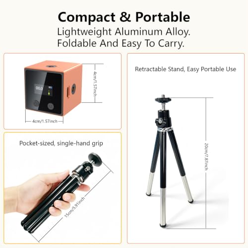 5-in-1 Digital Laser Level with Tripod, Magnetic Base & USB Rechargeable, Mini Angle Finder & Protractor, ±0.1° High Precision Cross Line Laser, Green/Red Beam for Picture Hanging,Tiling & DIY - color: Orange