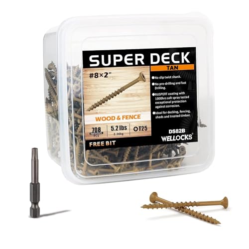 WELLOCKS #8 x 2 in Tan Deck Screws, 5.2 lbs with T25 Bit - size: #8×2", style: 5.2LBS Tan