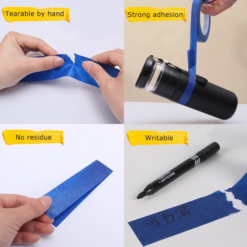 Masking Tape, Blue Tapes, Painters Tape, Artist Painter's Painting Paper Tape for Multi-Purpose Wall Paint, DIY Crafts, Scrapbook, Decoration, Labeling, Edge Finishing, 0.94INx60.1YDSx6 Rolls=360.6YDS - size: 6 Rolls, 0.94IN X 60.1YD