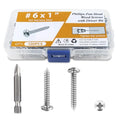 100PCS #6 x 1 Wood Screws, Pan Head Stainless Steel Sheet Metal Screws, Fast Self Tapping Screws for Deck Drywall Concrete Screws with Screwdriver Bit - style: Silver #6X1" Pan Head 100PCS