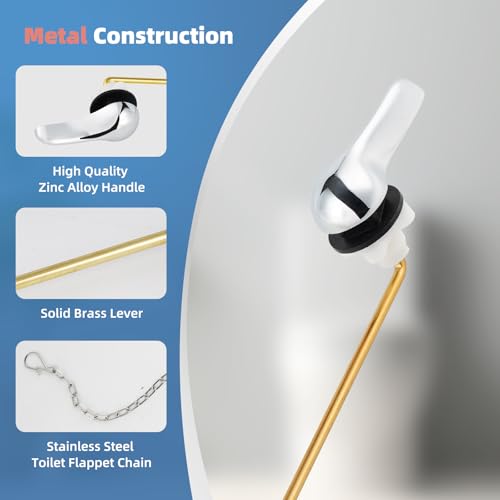iFealClear Universal Metal Toilet Handle Replacement Kit, Front Mount Toilet Tank Flush Lever Handle with Stainless Steel Chain, Solid Brass Toilet Trip Lever Fits Most Toilets, Easy Install, Chrome - color: Chrome, style: Front Mount Design