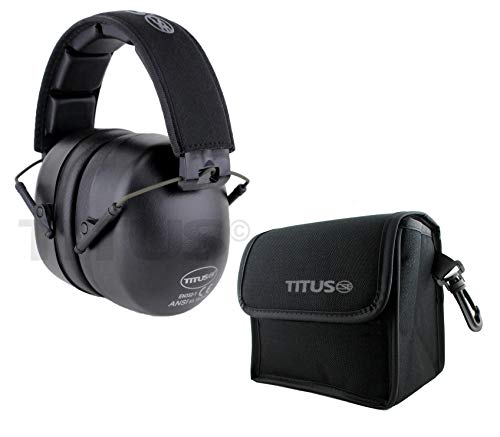 TITUS 3 Series, Onyx 37 Original Highest NRR Noise Reduction Earmuffs - color: Black (Premium Band / With Pouch) X