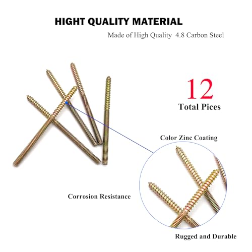 12 Pack 1/4-20 x 4-1/2 Inch Hanger Bolts Double Headed Wood Dowel Self-Tapping Screw for Furniture Double Threaded Rods 114.3mm Length - size: 1/4-20"x4-1/2"-12PCS