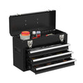 Portable Metal Tool Box with Drawers, Latches Tool Box with EVC Liners for Garage, Home and Workbench (Black) - color: Black