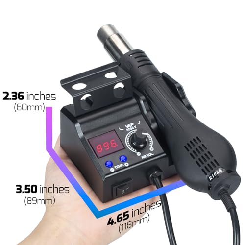 WEP 8858-V Hot Air Rework Station Kit with Compact Size, Integrated Nozzle Holder, 3 Nozzles, 2 Tweezers, Adjustable Temperature& Air Volume, PID Program, °C/°F Conversion and More