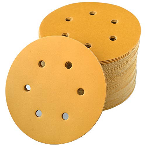 6-Inch 6-Hole Hook and Loop Gold Sanding Discs 800-Grit, 100-Pack - style: 800 Grit