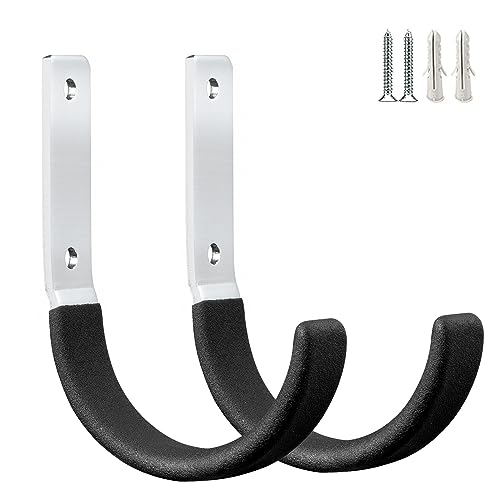 GeeWatom Heavy Duty Steel Garage Hooks,Garage Storage Utility Hooks,Heavy Duty Garage Garden Tool Organizer,Steel Wall Mount Hooks, Garden Hose Hanger, Small U Hooks (Black 2 Pack) - color: Black 2 Pack