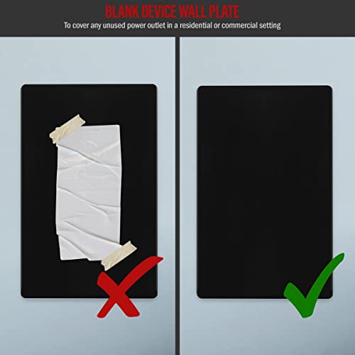ENERLITES Screwless Blank Wall Plate, 1-Gang Outlet Covers, 1 Pack, Black - color: Black, size: Screwless