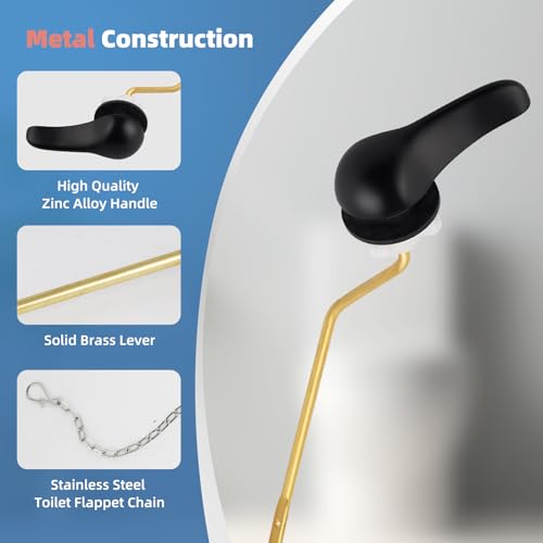 iFealClear Universal Metal Toilet Tank Flush Lever Replacement, Side Mount Toilet Handle Replacement Kit, Solid Brass Toilet Trip Lever Fits Most Toilets, Stainless Steel Chain, Matte Black - color: Matte Black, style: Side Mount Design