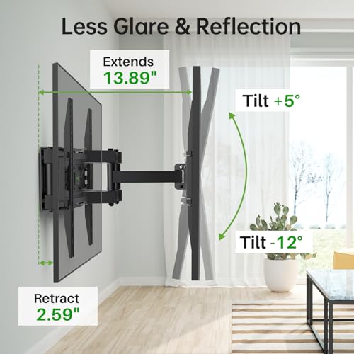 USX MOUNT Full Motion TV Wall Mount for Most 32-70 inch TVs up to 99 lbs, Wall Mount Bracket with Dual Articulating Arms, Swivel, Tilt, Max VESA 400x400mm, TV Mount Fits 12”/16” Wood Studs - size: 32-70 inch, 99 lb