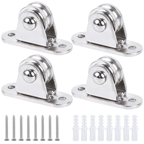 Small Pulley Block 1" Mini Duplex Pulley Roller Frictionless Silent Wheel Heavy Duty Fixed Pulley Loading 176 lb for Rope Cable Cord Guide & Wall Ceiling Mount DIY Project - 4 Pack - size: 4 Pack
