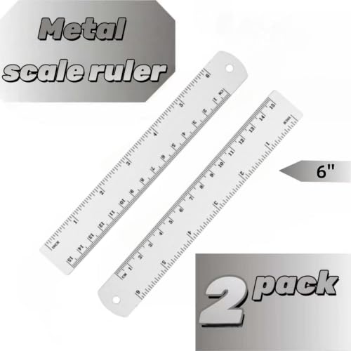 Unjoo Stainless Steel Ruler, 2-Pack, 6 Inch/15 cm Dual Scale Ruler - size: 6 inch 2 pack