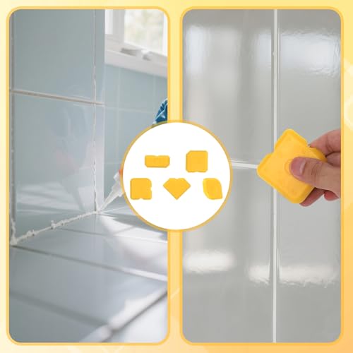 Tinoaly 10pcs Silicone Cramer Spreader Caulking Tool Kit, Sealant Profiling Finishing Smoothing Tool Caulk Remover Grout Scraper Mastic Applicator for Kitchen Bathroom Floor Window Sink (Yellow) - color: Yellow
