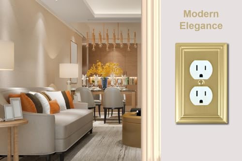 OKAWYC Single Duplex Outlet Light Switch Cover Adler Metal Wall Plate, 4-Pack Brushed Brass 1 Gang, for Receptacle Light Switch, Switch Cover Decorative Wallplate, Durable - size: 1 Duplex