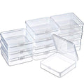 SATINIOR 24 Packs Small Clear Plastic Beads Storage Containers Box with Hinged Lid for Storage of Small Items, Crafts, Jewelry, Hardware(3.7 x 3.7 x 1.2 in) - size: 3.7 x 3.7 x 1.2 in