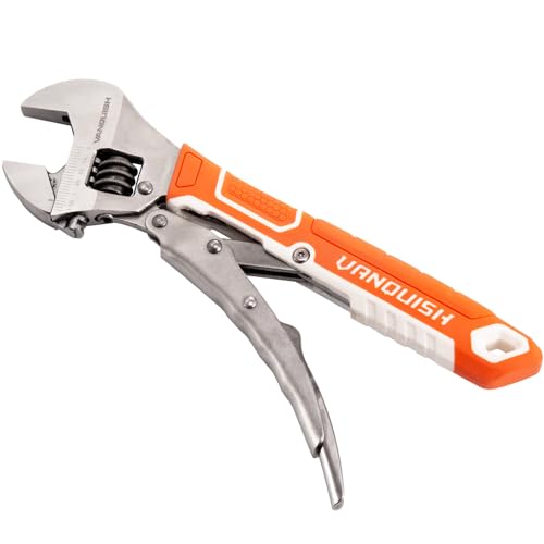 VANQUISH 10'' Locking Adjustable Wrench Extreme Grip, CR-V Steel TPR Handle, Wrench for Auto Repair, General Assembly, Maintenance, Plumbing, 3160