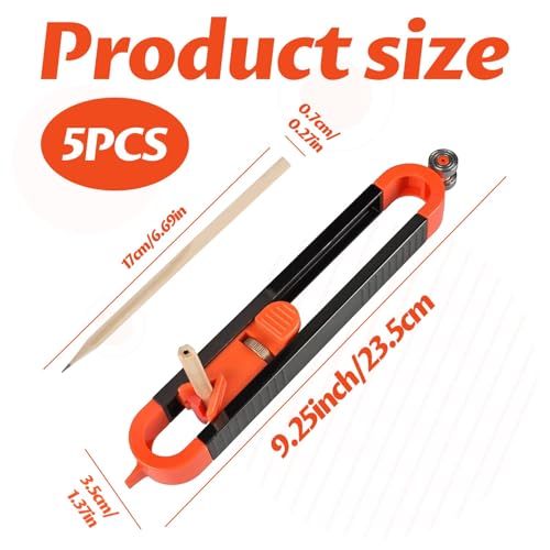 Scribe Tool,5Pcs Multi Functional Scribing Tool with Lock,Scribing Tool for Woodworking for Floor,Carpet,Tile Laying,Durable Adjustable Contour Gauge Laminate Flooring Tools