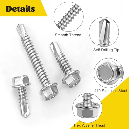 460Pcs #8#10 Hex Washer Head Self Tapping Sheet Metal Screws Kit - size: 460pcs #8#10 Silver