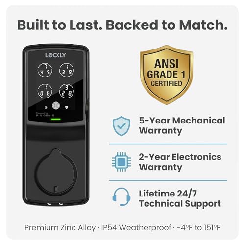 Lockly Secure Plus Smart Deadbolt Lock with 3D Biometric Fingerprint - color: Matte Black