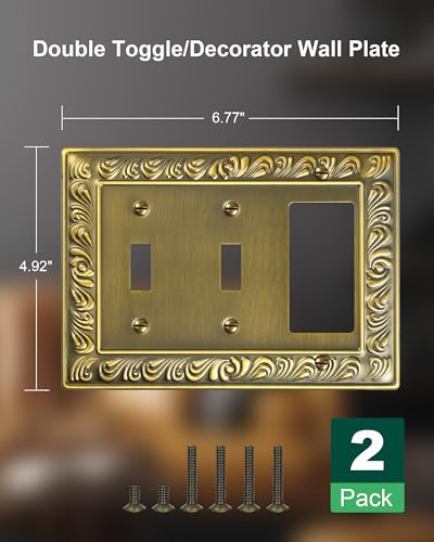 2-Pack Paisley Combo Double Toggle/Single Decorator Outlet Cover Plate - style: 2 Toggle/1 Decorator 2PK