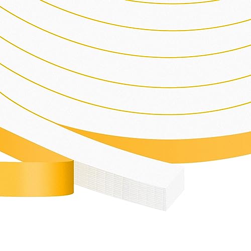 Square Foam Weather Stripping 1/2x1/2in,Strong Adhesive, Large Gaps - color: White, size: 1/2 In x 1/2 In x 26Ft