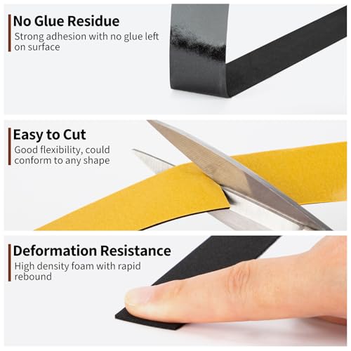 Yotache Neoprene Rubber Foam Tape 1 Inch Wide x 1/16 Inch Thick, 33 Ft - size: 1"x1/16"x33 FT