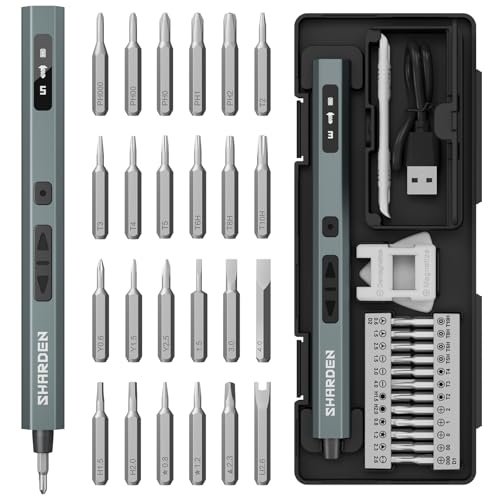 SHARDEN 29 IN 1 Upgraded Mini Electric Screwdriver With 5 Torque(Grey) - color: Upgraded-grey