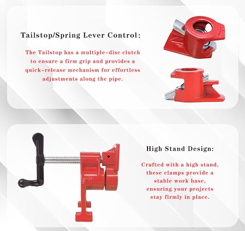 HimaPro 3/4" H-Style Professional Pipe Clamp Set, 4-Pack - color: 4 Pack