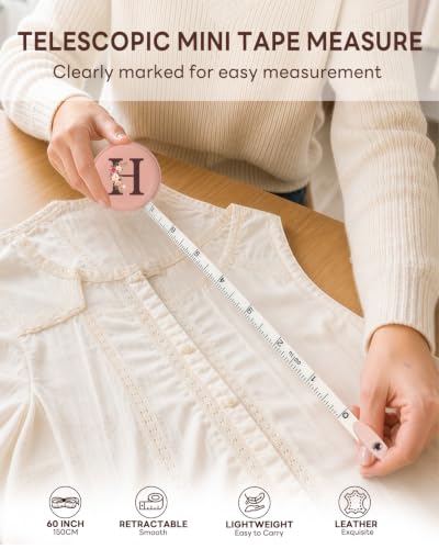 Maicican Retractable Tape Measure, Pink Leather Sewing Measuring Tape, H - color: Tape Measure-Pink H