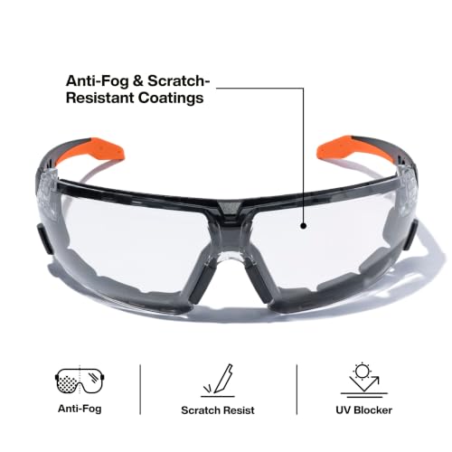 KLEIN TOOLS Low-Profile Gasket Safety Glasses, Clear Lens, Anti-Fog Eye Protection, ANSI Z87.1+ Certified, Protective Eyewear - size: One Size