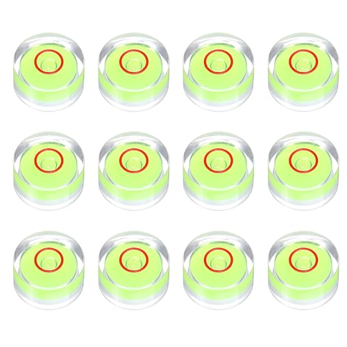 HARFINGTON 12pcs Circular Bubble Spirit Level 15x8mm Mini Round Bubble Spirit Level Little Measuring Layout Tools for TV Industrial Carpentry Picture Frame, Green/Red - color: Green/Red, size: 15x8mm