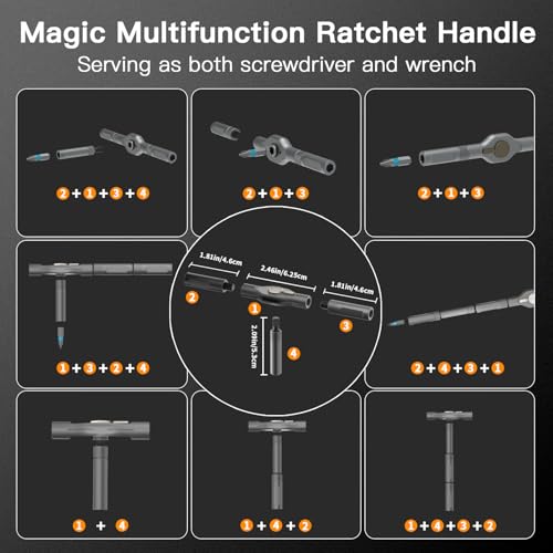 42 in 1 Multitool Set, Repair Tool Kit, Detachable Allen Wrench Ratchet Set - color: 42 in 1-gray
