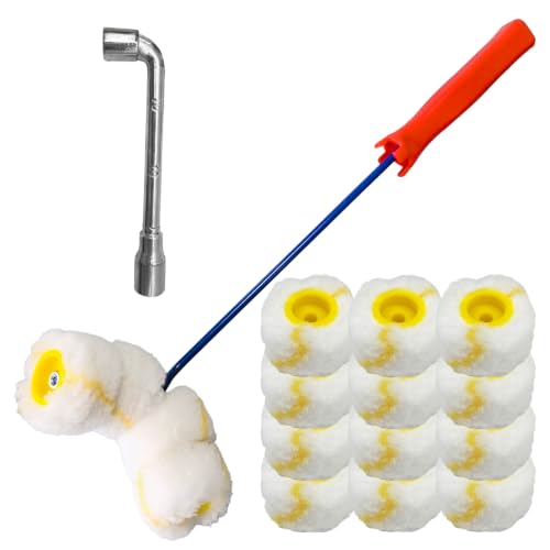Mini Paint Roller Kit with 1 Frame, 16 Roller Covers & 1 Wrench. - color: 18 pcs