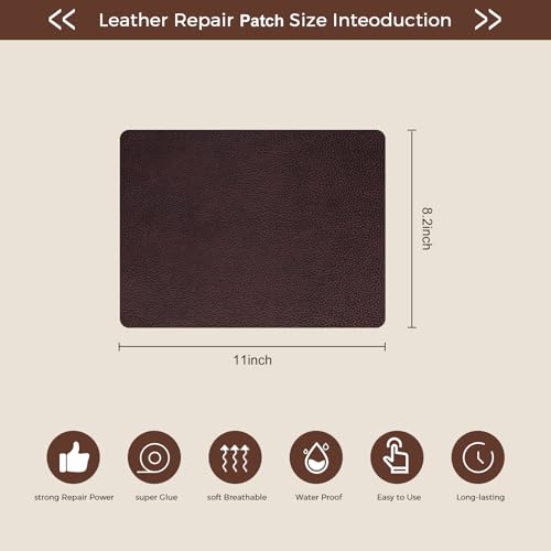 JDLUGH Sofa Leather Repair Patch Tape, 8.2x11 Inch, 2PCS, Brownish Brown - color: brownish brown, size: 8.2x11 Inch