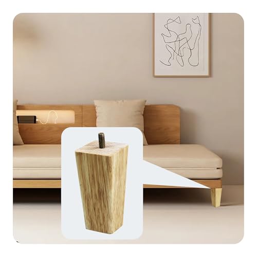4PCS 4 Inch Solid Wood Furniture Legs, Square Wooden Sofa Couch Feet Leg Replacement for Desk Cabinet Bench Dresser Chair Bookcase Risers Parts, Log Stain - size: 4 Inch