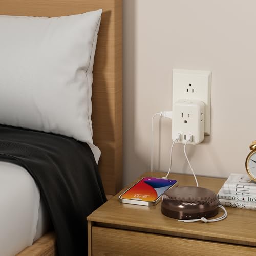 BN-LINK Multi Plug Outlet Extender 2 Pack, Outlet Splitter with 4 Outlet and 3 USB Ports (1 USB C), 4-Sided Multiple Plug Expander for Travel Kitchen Dorm Room Cruise Ship Essentials, White - size: 2pack-4 Outlets(USB)