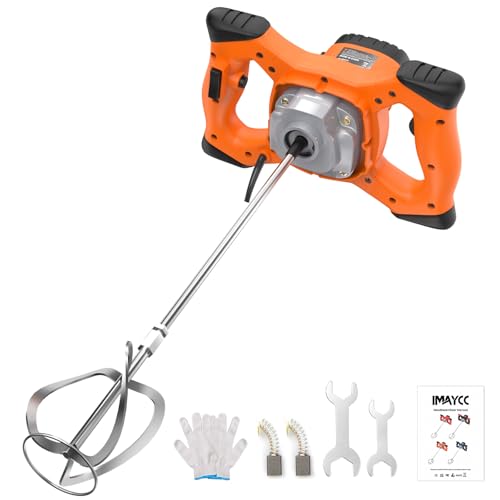 IMAYCC Handheld Concrete Mixer, Portable Cement Mixer,110V 6 Speed Mixing Drill, 2100W Drill Mixer for mud,Motar,Paint, Grout, Plaster,Thinset etc. - color: Orange
