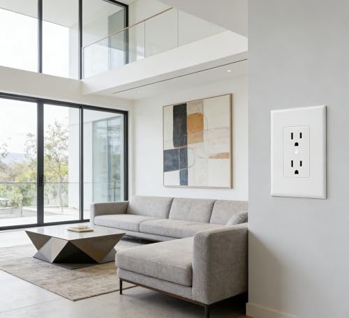 ZEFTV 6 Pack Duplex Outlet Covers Wall Plates 1-Gang Switch Outlet Electrical Cover Plate Unbreakable Thermoplastic Faceplate for Light Receptacle Outlet Switch, White - color: Single Outlet, size: 6 Pack