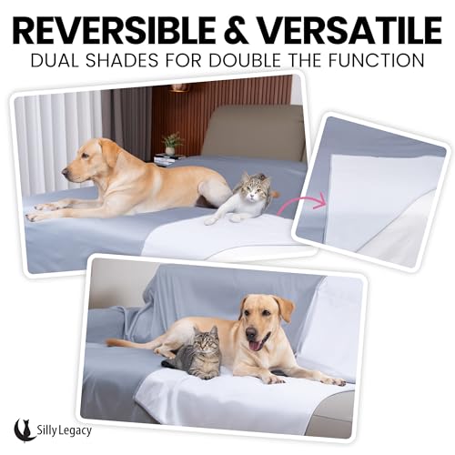 Thin Reversible Waterproof Protective Bed Cover (King Size, 100 x 96 inch), for Pets, Babies; Incontinence, Dirt, Drool - color: Gray, size: King 96 x 100 inch