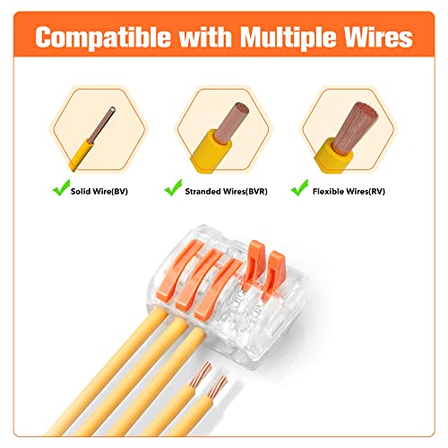 150PCS lever wire Connectors Kit with 2/3/4/5 Conductors