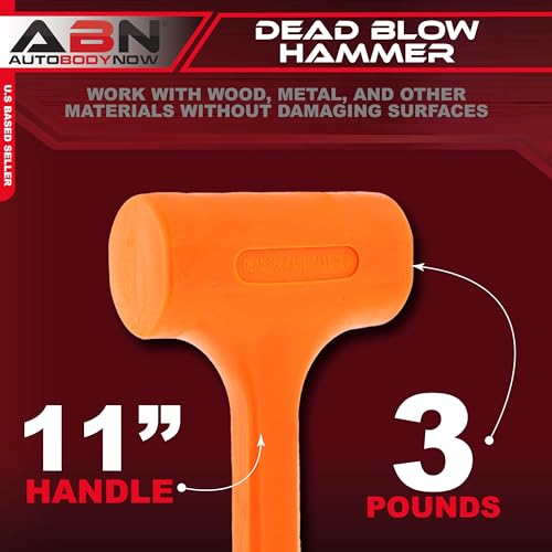 ABN Dead Blow Hammer, 3 lb Pound – Unicast Mallet with Non-Marring Rubber Coating - size: 3 Pound