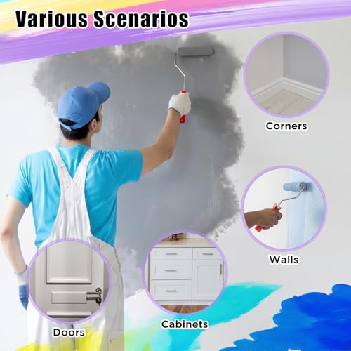 4 Inch Mohair Paint Roller Covers, 16Pcs Paint Roller Covers with Frame Kit