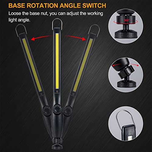 Magnetic LED Work Light, 24" USB Cable, 3300mAh Capacity, 4-Level Power Indicator Lights, 360 Pivoting Base, 20" Pull Force, 72 Hours of Low Brightness - size: 1 Pack