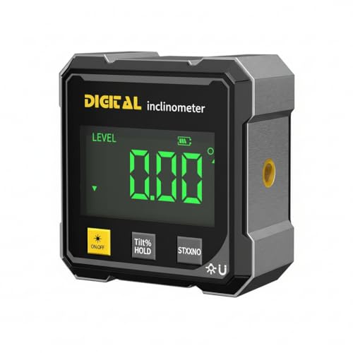 Digital Angle Finder,4 sided magnetic digital angle gauge, USB Rechargeable & Large LED Display for Woodworking, Construction (Black)