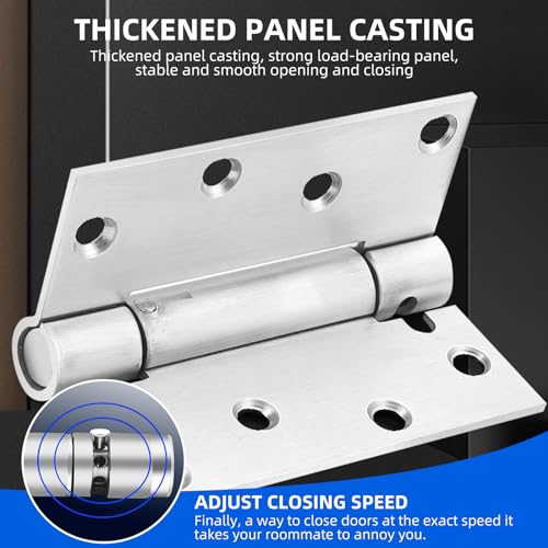 Self Closing Door Hinge, 3 inches,Auto Closing Spring Hinge with Adjustable Tension, Thickened 304 Stainless Steel Heavy Duty Door Hinges,with Mounting Screwdriver Hardware,(3 inches)(2 Pack)
