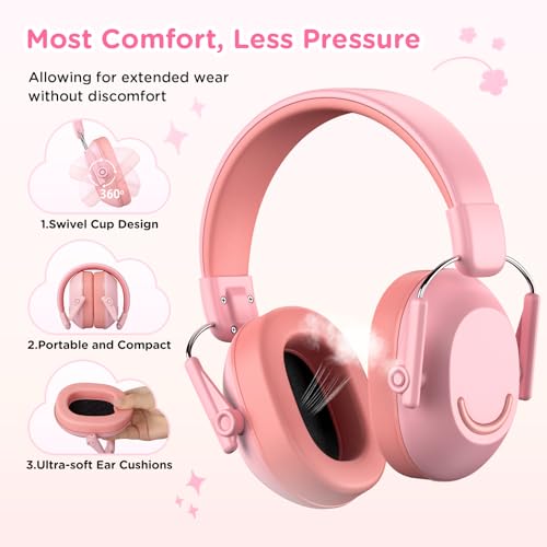 Link Dream Kids Ear Protection Ear Muffs SNR 30dB for Concert Shows Events - color: Pink, size: 1 Pack